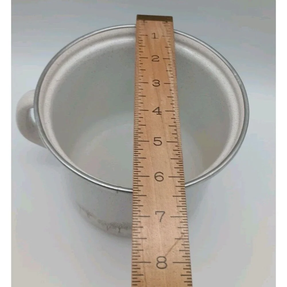 Vtg Heavy Enamelware Cookware Polish Handle Winter Trees